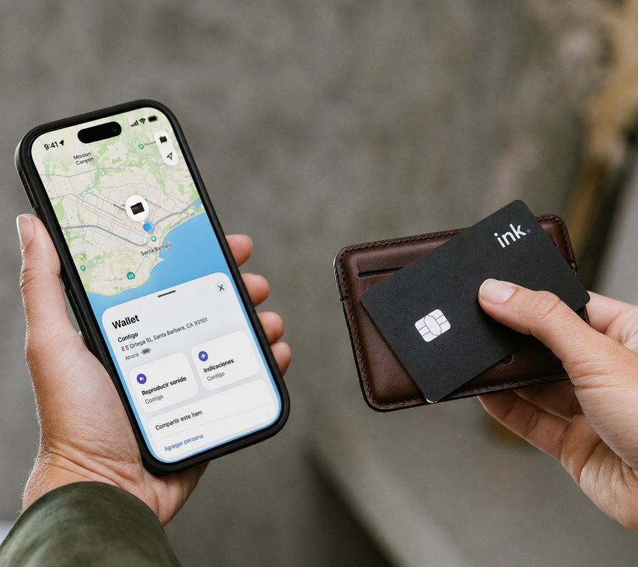 La Tracking Card Ink incorpora la tecnología Apple Find My para que siempre sepas dónde está tu billetera.